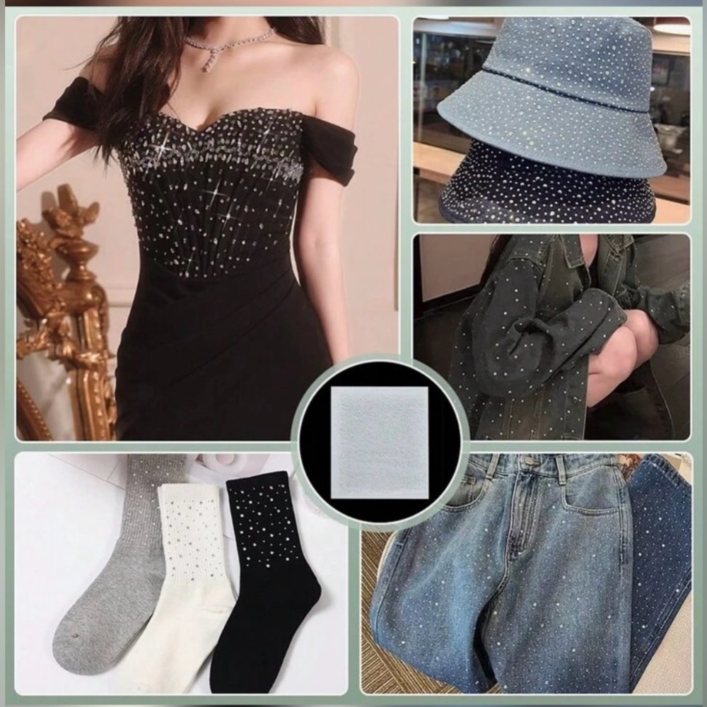 NWT Silver Rhinestone Iron-On Appliqué Sheet - DIY Craft & Clothing